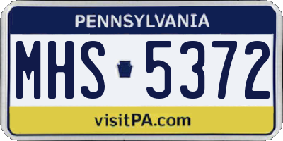PA license plate MHS5372