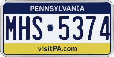 PA license plate MHS5374