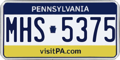 PA license plate MHS5375