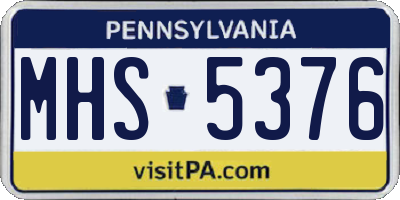 PA license plate MHS5376