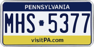 PA license plate MHS5377