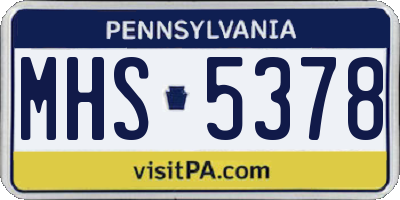 PA license plate MHS5378