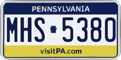 PA license plate MHS5380