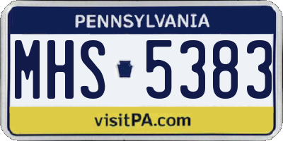 PA license plate MHS5383