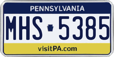 PA license plate MHS5385