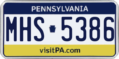 PA license plate MHS5386