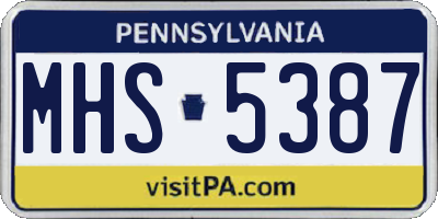 PA license plate MHS5387