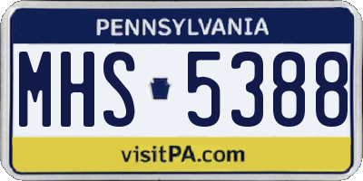 PA license plate MHS5388
