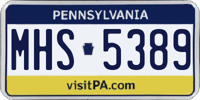 PA license plate MHS5389