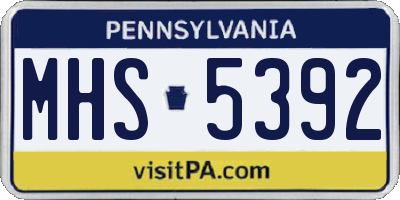PA license plate MHS5392