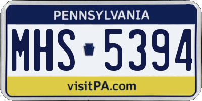 PA license plate MHS5394