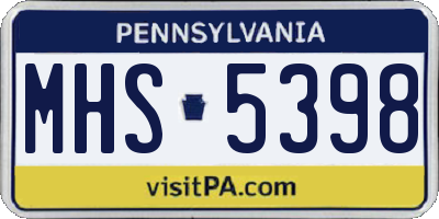 PA license plate MHS5398