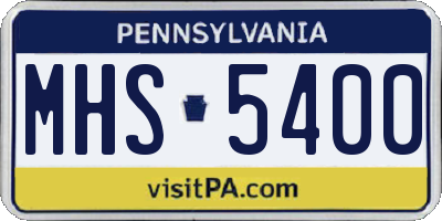 PA license plate MHS5400
