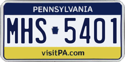 PA license plate MHS5401
