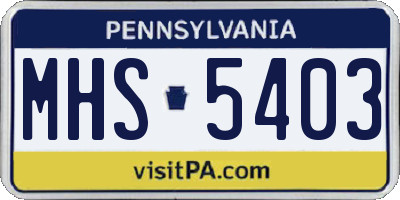 PA license plate MHS5403