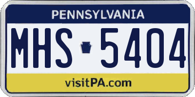 PA license plate MHS5404