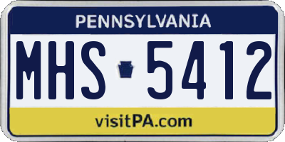 PA license plate MHS5412