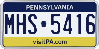 PA license plate MHS5416