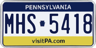 PA license plate MHS5418