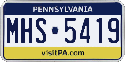 PA license plate MHS5419