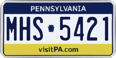PA license plate MHS5421