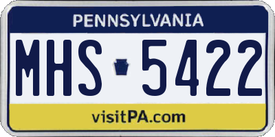 PA license plate MHS5422