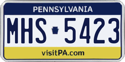 PA license plate MHS5423