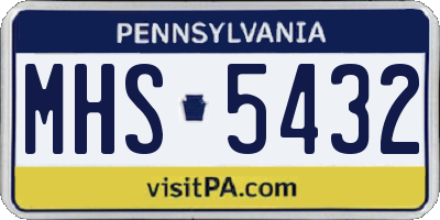 PA license plate MHS5432
