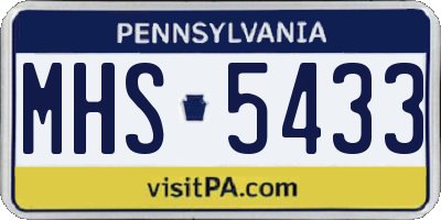 PA license plate MHS5433