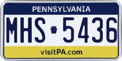 PA license plate MHS5436