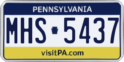 PA license plate MHS5437