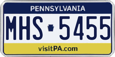 PA license plate MHS5455