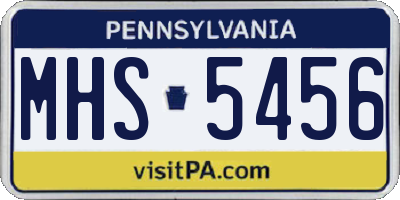 PA license plate MHS5456