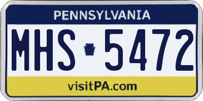 PA license plate MHS5472