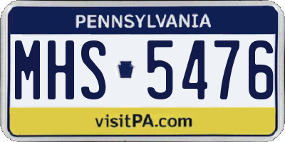 PA license plate MHS5476
