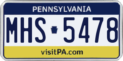 PA license plate MHS5478