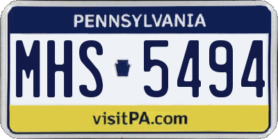 PA license plate MHS5494