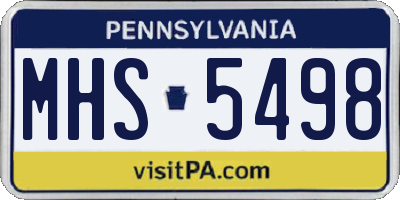 PA license plate MHS5498
