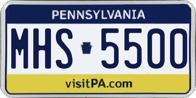 PA license plate MHS5500