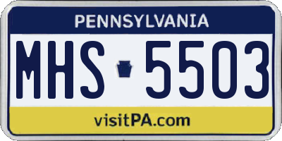 PA license plate MHS5503