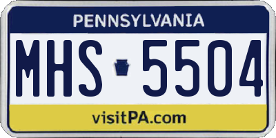 PA license plate MHS5504