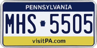 PA license plate MHS5505