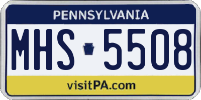 PA license plate MHS5508