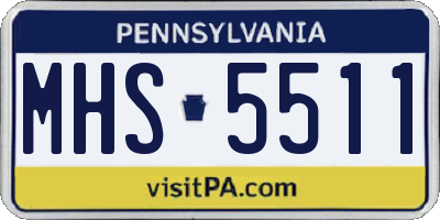 PA license plate MHS5511
