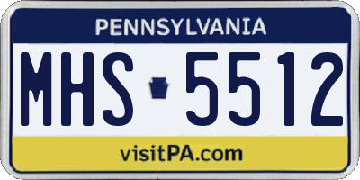 PA license plate MHS5512
