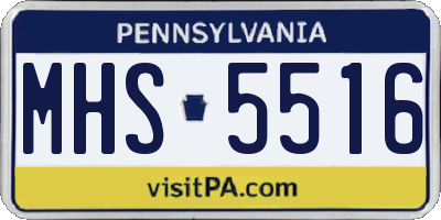PA license plate MHS5516