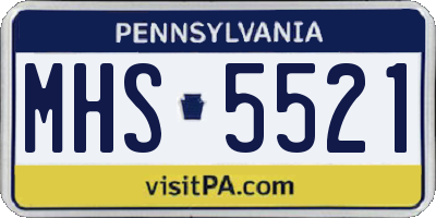 PA license plate MHS5521