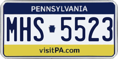 PA license plate MHS5523