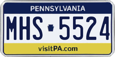 PA license plate MHS5524