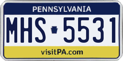PA license plate MHS5531
